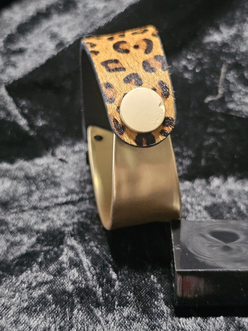 Gold and Leopard Print Cuff Bracelet - Women Accessories